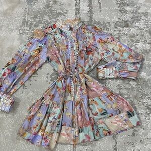 Zimmerman inspired Floral Long Sleeve Dress with Belt